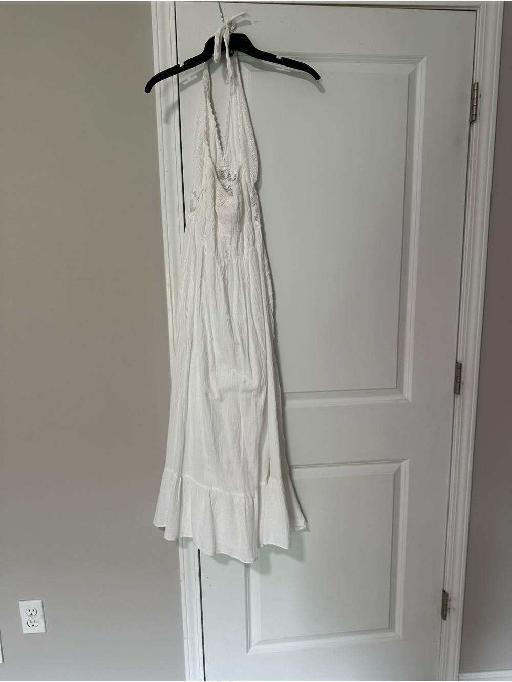 White Halter Maxi Dress with Tiered Details - Picture 2 of 4